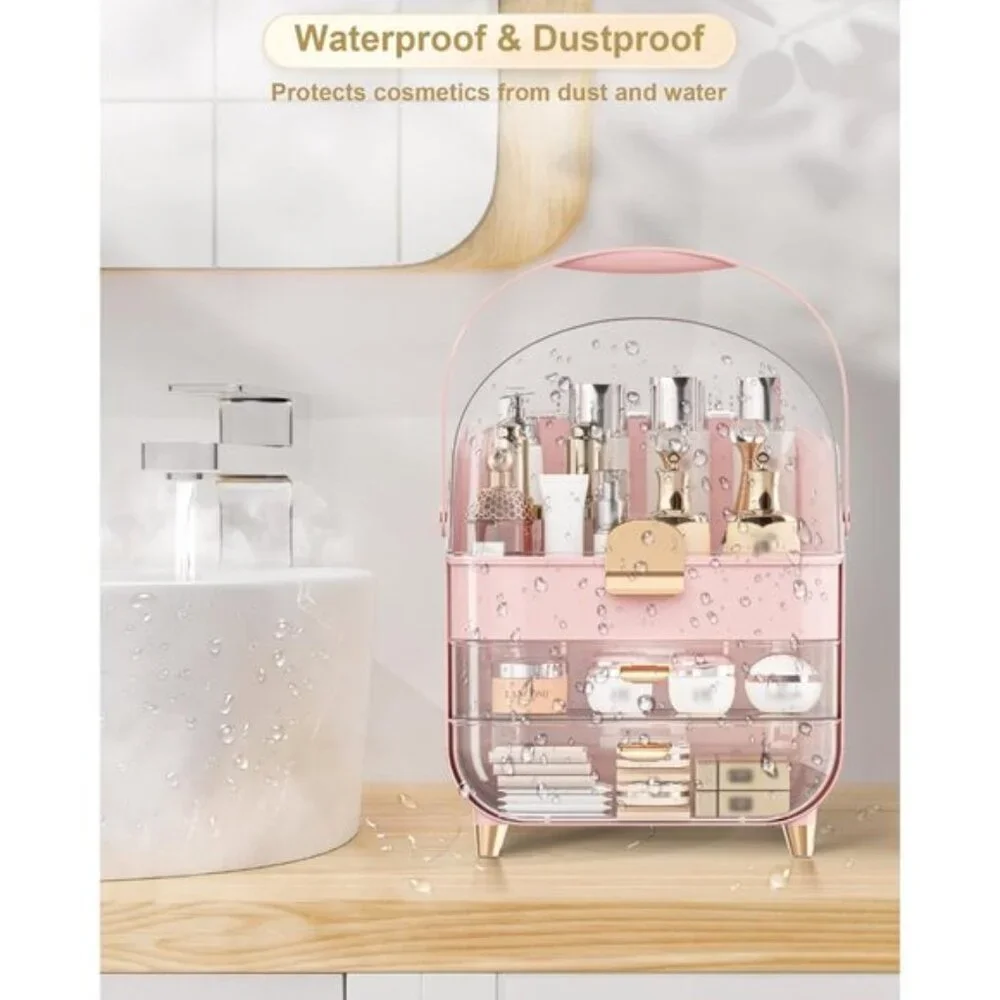 New Pink Makeup Organizer, Skincare & Cosmetic Storage for Vanity